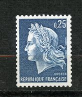 France, Yvert 1535a**, Spink/Maury, 1535b**, Marianne De Cheffer 0,25 Bleu N° Rouge Au Verso, Gomme Mate, MNH - Neufs