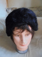 Ancien - Chapeau Noir Femme Fourrure Synthétique Années 60 - Cuffie, Cappelli, Berretti