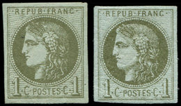 * EMISSION DE BORDEAUX - 39C   1c. Olive, R III, 2 Nuances, TB - 1870 Emisión De Bordeaux