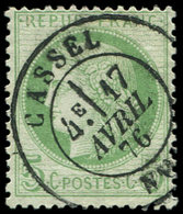 CERES DENTELE - 53    5c. Vert-jaune Sur Azuré, Obl. Càd T18 CASSEL 17/4/76, Bon Centrage, Superbe - 1871-1875 Cérès