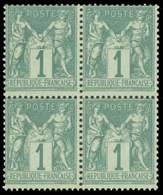 ** TYPE SAGE - 61    1c. Vert, BLOC De 4, Frais, TB. J - 1876-1878 Sage (Type I)