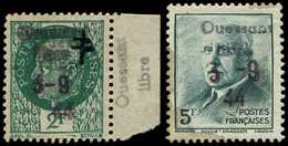 (*) TIMBRES DE LIBERATION - OUESSANT 38 Et 46 : 2f. Vert Et 5f. Vert-bleu, N°38 Avec Croix De Lorraine, N°46 Taché, Sino - Liberación