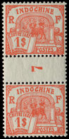 * INDOCHINE Taxe 56 : 1$ Vermillon, PAIRE Mill.7, TB, Cote Maury - Otros & Sin Clasificación