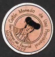 Spanish Civil War Money Stamp 45 Centimos Republica Española Madrid 1937 -  Monnaies De Nécessité