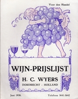 Wijn-Prijslijst Juni 1938 - H. C. Wyers Dordrecht - Holland - Cooking & Wines