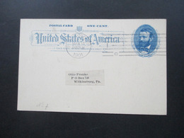 USA 1901 Ganzsache Druck Pittsburg Monthly Meating Of The Twin City Philatelic Society - Covers & Documents