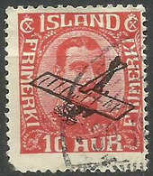 Iceland - 1928 Airplane Overprint 10c Red Used  Sc C1 - Airmail