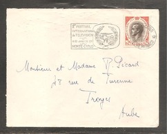 Enveloppe    Oblit  MONTE CARLO  1960   /  Flamme " 1 Er Festival International De Television " - Cartas & Documentos