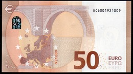 50 EURO FRANCE  UC U001 "00" - DRAGHI   UNC - 50 Euro