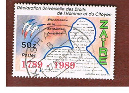 ZAIRE  -  SG 1370 -  1990   FRENCH REVOLUTION BICENTENARY: ARTICLE 1 MAN RIGHTS   - USED ° - Oblitérés