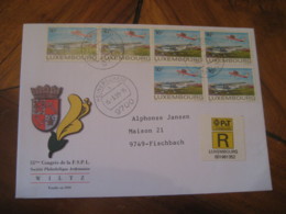 HEINERSCHEID 1999 To Fischbach Plane 6 Stamp Cancel Registered Cover LUXEMBOURG - Brieven En Documenten