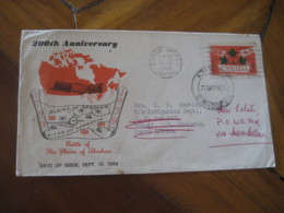 SIMCOE 1959 To Umtali South Rhodesia South Africa Stamp On Cancel Cover CANADA - Lettres & Documents