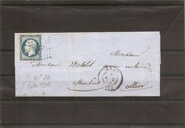 HAUTE-SAONE YT 10 / Lettre Cover Brief 1853 LAC Obl Grille GRAY Pour Moulins - 1852 Louis-Napoleon