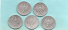 Republique Federale , 5 Pieces  1950-62-63-69-71 Correct - 1 Mark