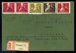 BUDAPEST 1948. Helyi Ajánlott Levlap, ötbélyeges, Négyszínű Bérmentesítéssel - Lettres & Documents