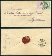 JÁNOSHÁZA 1876. Szép 3Kr+2Kr-os Levél, Luxus Bélyegzéssel Győrbe Küldve - Oblitérés