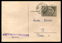 JÁSZAPÁTI 1954. Ritka Díjjegyes Helyi Nyomtatvány  /  Rare Stationery Local Print - Lettres & Documents