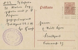 WÜRTTEMBERG "STUTTGART" Selt. Strich-Maschine-Stempel (ohne Stadt-Name, Ohne Datum) A. 5 1/2 Pf GA-Orts-Dienstpostkarte - Postwaardestukken