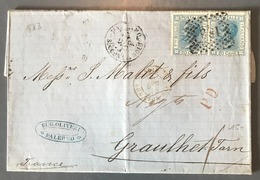 Italie, Lettre De Palerme Pour La France 1875 - Convoyeur ITALIE AMB. LYON-MARS. E - (W1271) - Marcophilia
