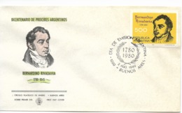 ARGENTINA 1980 BERNARDINO RIVADAVIA POLITICIAN FIRST DAY COVER - Other & Unclassified