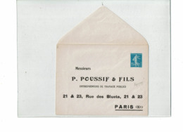 PTX 8/19- ENVELOPPE SEMEUSE CAMEE 25c  REPIQUAGE POUSSIF & FILS NEUVE TB - Buste Ristampe (ante 1955)