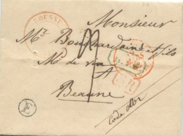 BELGIQUE - CAD BOUSSU + BOITE E SUR LETTRE AVEC TEXTE DE WASMES POUR LA FRANCE, 1843 - Poste Rurale
