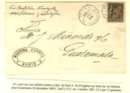 Càd PARIS 4 / R. D'ENGHIEN / N° 97 Sur Lettre Pour Le Guatemala. 1889. - TB / SUP. - 1876-1878 Sage (Type I)