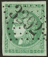 No 42IIq, Vert émeraude Clair, Obl Gc 3292, Pli Horizontal Mais TB D'aspect - 1870 Bordeaux Printing