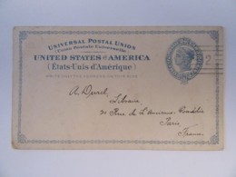 Etats-Unis / USA - Entier Postal Two Cent Universal Postal Union Circulé Vers Paris Vers La Fin Du 19e Siècle - ...-1900