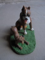 Statuette De Chien - Bull-dog Et Son Chiot - Animaux