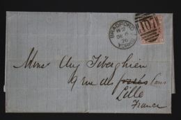 UK Letter Bradford  -> Lille 1876  SG 141 Plate 6 - Lettres & Documents