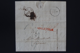 UK Letter London Single Ring  To Cognac  France ANGLETERRE In Red 1-12-1826 - ...-1840 Vorläufer