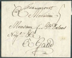 LAC De (manuscrit) Beaumont (H.4, C.19) Du 1/04/1788 Vers Gand; Port '5' Sols (encre). Splendide Marque Et Très Frais. - - 1714-1794 (Oesterreichische Niederlande)