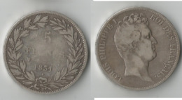 FRANCE 5 FRANCS 1831 W  ARGENT - 5 Francs