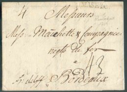 LAC Datée De REMSCHEID Le 16 Mars 1769 + Griffe MASEYCK Et Manuscrit 'fr.dslff' (franco Dusseldorff) Vers Bordeaux; Port - 1714-1794 (Oostenrijkse Nederlanden)