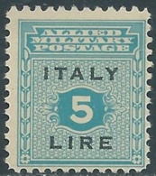 1943 OCCUPAZIONE ANGLO AMERICANA SICILIA 5 LIRE MNH ** - UR43-4 - Occ. Anglo-américaine: Sicile