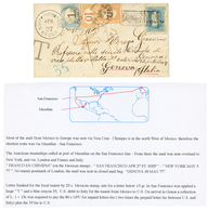 1877 MEXICO 25c Canc. FRANCO EN CHINIPAS On Envelope Via SAN FRANCISCO To ITALY Taxed On Arrival With ITALIAN POSTAGE DU - México