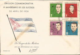 V) 1964 CARIBBEAN, GENERAL STRIKE ON APR. 9, 6TH ANNIVERSARY, BLACK CANCELLATION, OVERPRINT, FDC - Lettres & Documents