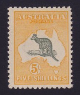 Australia 1917 Kangaroo 5/- Grey & Chrome 3rd Wmk MH - Listed Variety - Mint Stamps