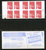 France, Yvert Carnet 3419-C13a**, Carnet Dessinez Une Marianne Avec Carré Noir, MNH - Modernes : 1959-...