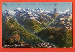 MTV-37 Zermatt Saas-Fee, Panorama. Gelaufen 1925 - Saas-Fee