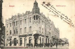* T2/T3 1903 Szeged, Schäffer Palota, Kiss Mór és Schön Jenő üzlete, Hirdetőoszlop, Singer Varrógép Reklám. Grünwald Her - Ohne Zuordnung