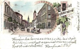 T2/T3 1899 Székesfehérvár, Nádor Utca, Café Elite Kávéház, Szőlő. Kaufman F. Kiadása. Art Nouveau, Floral, Litho (Rb) - Ohne Zuordnung