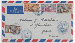 COTE DES SOMALIS - 1950 - ENVELOPPE Par AVION De DJIBOUTI => GENOLHAC - Lettres & Documents