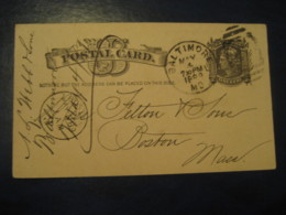 BALTIMORE Maryland MD 1889 To BOSTON Massachusetts MA Suffolk UX7 PC2 Postal Stationery Card USA - ...-1900