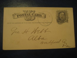 ELMIRA Chemung New York NY 1880 To Alba Bradford Pennsylvania PA UX5 PC2 Postal Stationery Card USA - ...-1900