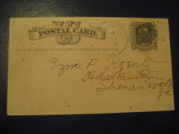 RICHMOND Virginia VA 1879 Nurseries To Shenandoah VA UX5 PC2 Postal Stationery Card USA - ...-1900