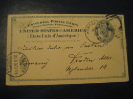 HOBOKEN Hudson New Jersey NJ 1897 To Dresden Germany UX6 PC3 Postal Stationery Card USA - ...-1900