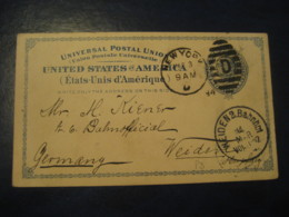 NEW YORK NY 1894 To Weiden Germany UX6 PC3 Postal Stationery Card USA - ...-1900