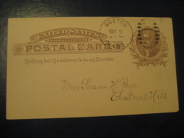 BOSTON Suffolk Massachusetts MA 188? To Chesnut Hill UX8 PC4 Postal Stationery Card USA - ...-1900